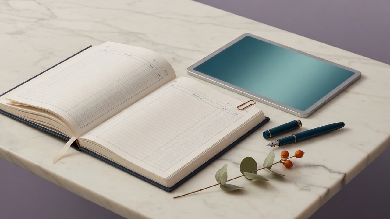 Ledger and tablet — paper records meeting digital tools