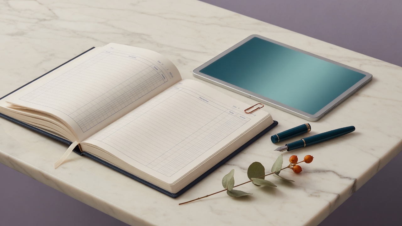 Ledger and tablet — paper records meeting digital tools
